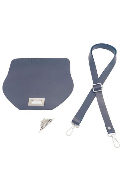 angel çanta aksesuar Τσάντα Angel Faux Leather - 21x19 cm, με κάλυμμα και προσαρμογή, μεταλλικό αξεσουάρ σε μπλε ναυτικό χρώμα