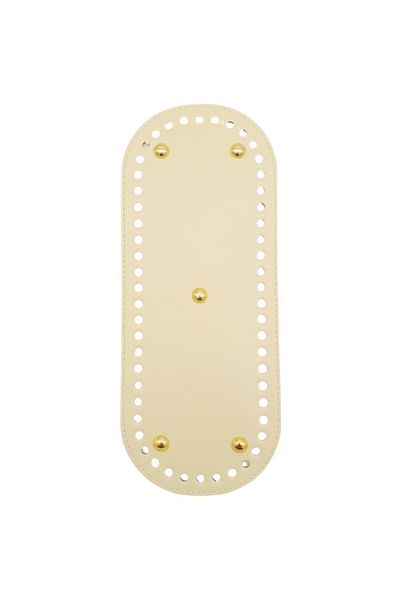 angel çanta aksesuar Angel Faux Leather Oval Bag - 30x12 Cm, Cream Color, Base with Light Gold Apparatus