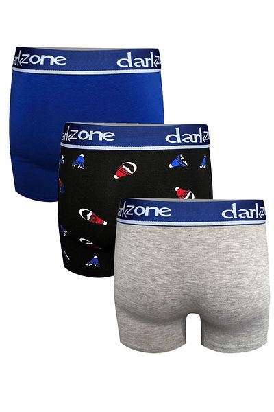 darkzone Men's 3-Pack Patterned and Solid Color Cotton Boxers