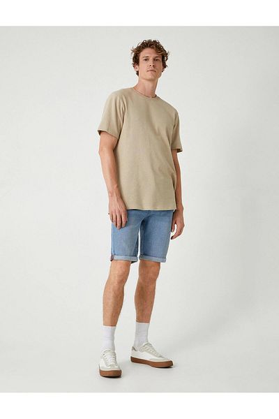 Koton Slim Fit-Jeansshorts aus Baumwolle – umgeschlagenes Bein mit Taschendetail