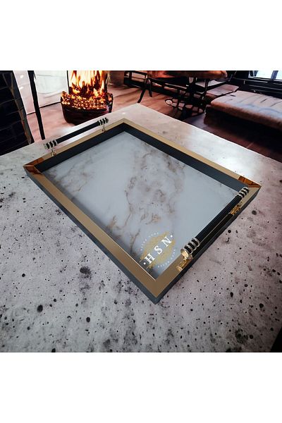 MOD10 Luxury Iceberg Black-bronze Promise Engagement Ring Dowry New Home Gift Tea Coffee Presentation Tray
