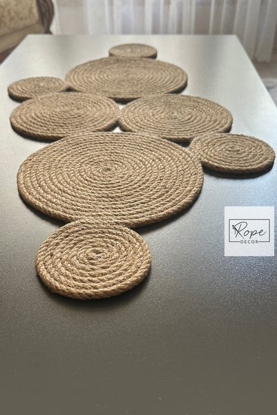 Rope Decor 70x30cm, Handmade Jute Rope Living Room Tablecloth, Kitchen Tablecloth, Natural Jute Table Runner