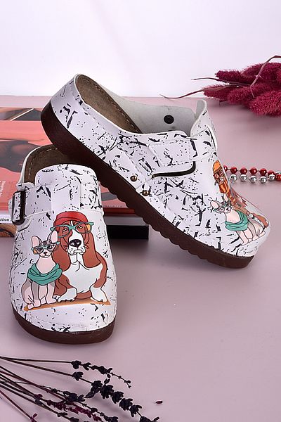 azizsahinshoes 3006 Μοντέλο Ανατομικές Παντόφλες - Γάτες και Σκύλοι με μοτίβο