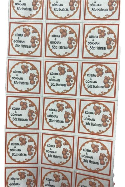 GÜVEN Nişan - Düğün Etiket Kağıt Baskı Evlilik Sticker Tek Sayfa Yapışkanlı I...