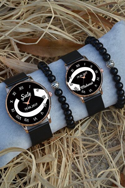 STONY Çift Saatleri Sevgili Saatleri Sonsuzluk Romen Rakamlı Isim Ve Tarih Ya...