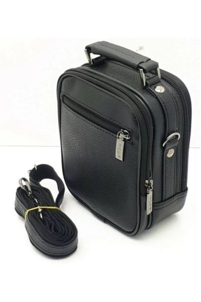MODA Leather Men's Hand and Shoulder Bag with Case 19x14x8cm Black