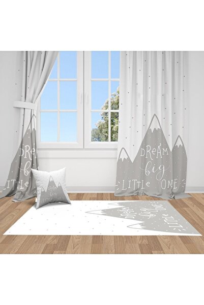 Bebemotto Iskandinav Stili Dağlar, Gri, Beyaz, Ithal Kumaş, Çocuk Ve Bebek Od...