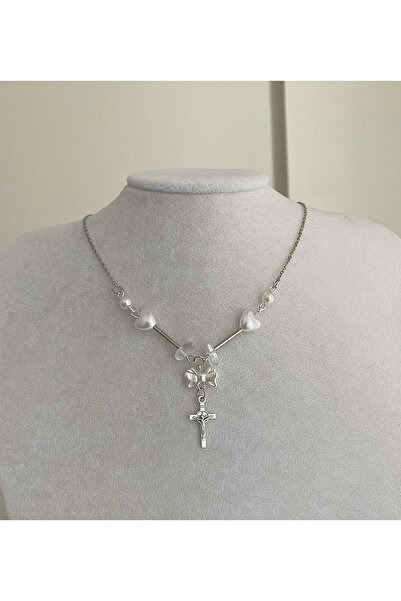 bettymettys Cross & Pearl y2k Coquette Kolye