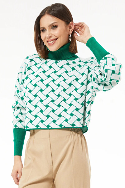 Go Veform Зелений трикотажний жіночий кроп-топ з рибальським коміром - ZN5001