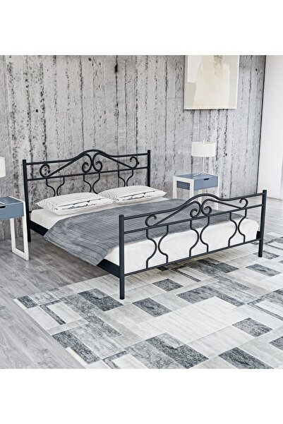 Metalia Gm 301 Gold Çift Kişilik Metal Karyola Siyah 160x200