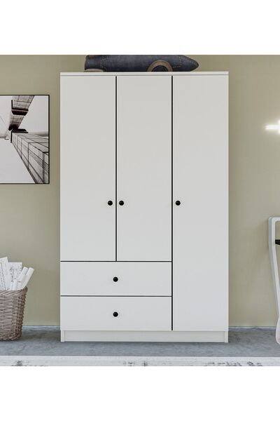 Metalia Gm 854 Home 3 Kapılı 2 Çekmeceli Düğme Kulplu Gardırop