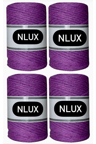 NLUX 1 Kg Macrame Crawling Thread - 3.0/3.5 mm, 4x250 gr Cotton