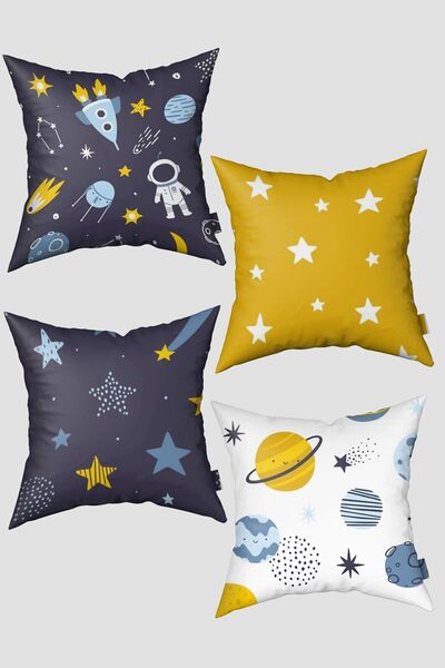 Bebemotto Uzay, 4'lü Set, Çift Taraflı, Ithal Kadife Kumaş, Çocuk Bebek Odası...