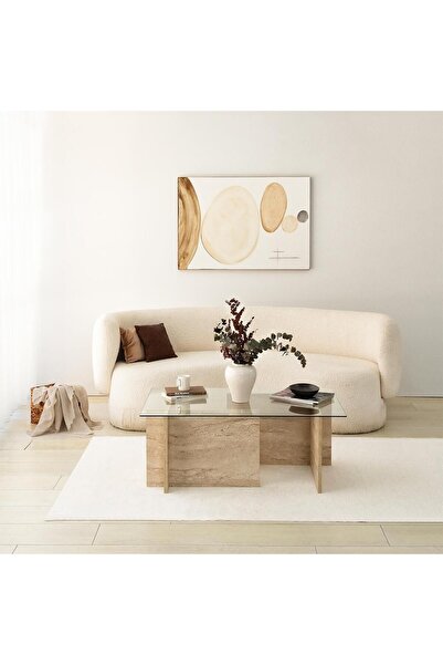 NEOstill - New  Cam Sehpa / Traverten Desen