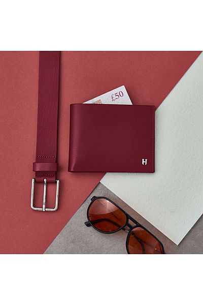 HELMBROOK Tanner Genuine Leather Claret Red Men's Special Design Multi-Compartment Rfid Protection Wallet