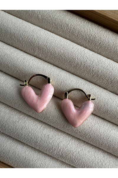 ringbox Heart Patterned Pink Earrings