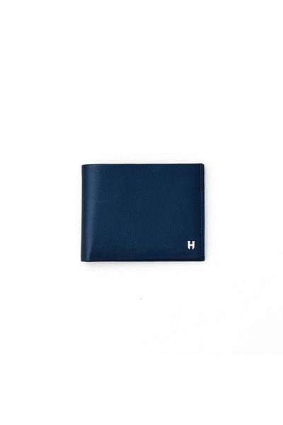 HELMBROOK Tanner Men - Navy Blue Leather, Special Design, Πορτοφόλι RFID προστασίας πολλαπλών θέσεων