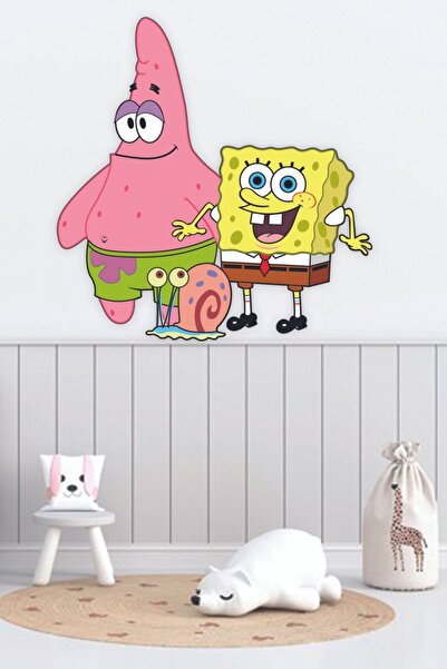 Sepet Yıldızı Patrick Gary ve Sünger Bob Çocuk Odası Duvar Sticker 50x50 cm
