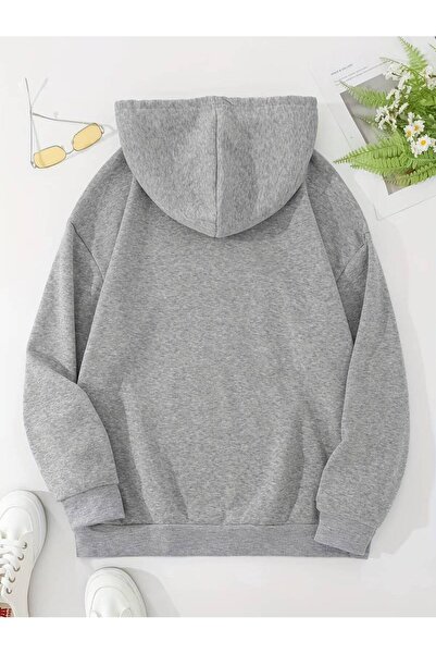NoVibe Dinosaur Printed 3 Thread 100% Cotton Oversize Children's Sweatshirt - Hooded Winter