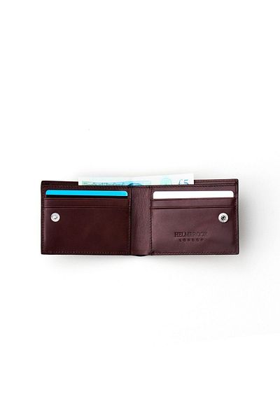 HELMBROOK Мъжки портфейл Rigby от кожа с кафяви джобове - с множество отделения и RFID защита
