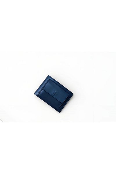 HELMBROOK Rigby Ανδρική δερμάτινη τσέπη Navy Blue - Πορτοφόλι RFID πολλαπλών θέσεων