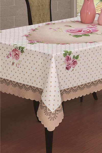 Evlen Home Collection Față de masă imprimată digitală 3d de grădină 26 bucăți Cappuccino