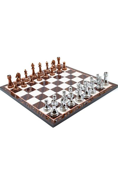 GGS GrandGiftStore Wooden Chess Set Metal Chess Pieces Good Quality Mdf Chess Board Gift for Kid