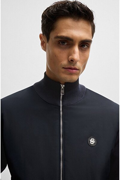 BOSS Erkek Dik Yaka Fermuar Kapamalı Cepli Uzun Kol Lacivert Ceket 50519620-404