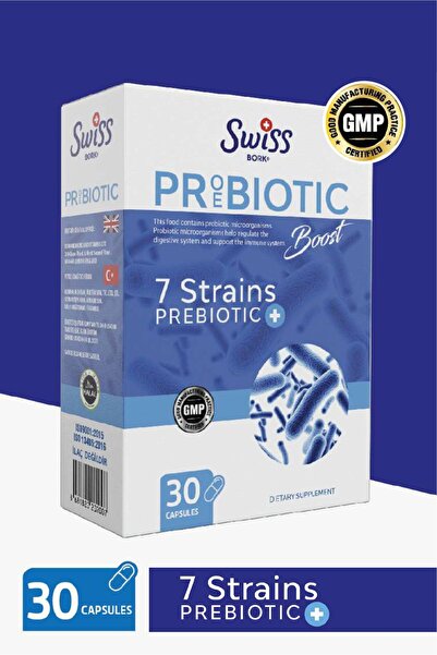 Bork Swiss Natural Bork Proebiotic Boost 30 Kapsül – 7 Probiotik, Çocuk ve Yetişkin İçin Sindirim Desteği