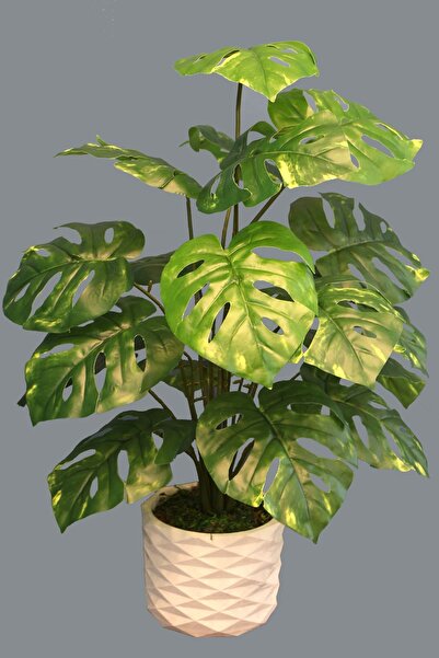 Yapay Çiçek Deposu Yapay 18 Dallı Lüx Monstera Deliciosa Maymun Maskeli Deve ...
