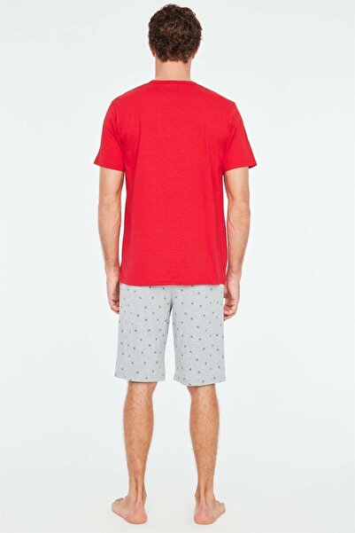 Mod Collection 3819 Erkek Kırmızı Şortlu Pijama Pijama Takımı-kırmızı