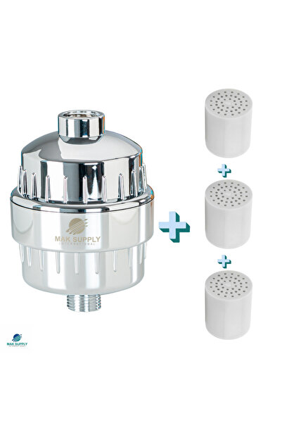 mak supply Duş Filtresi+ 3 Adet Yedek Kartuşu