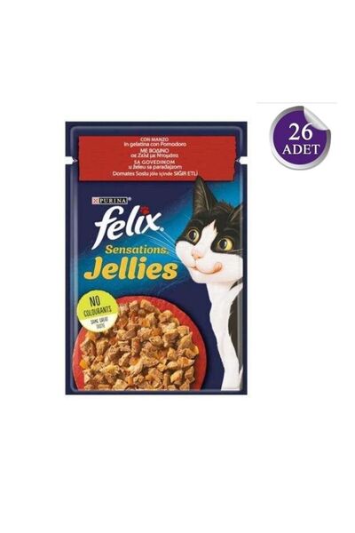 FELIX Sensations Sığır Etli Domatesli Yaş Kedi Maması 85 G - 26 Adet