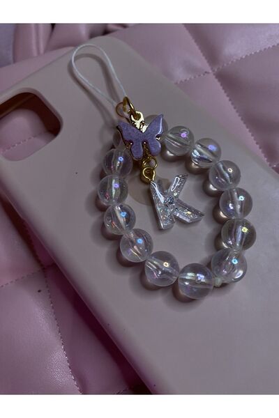 TATLIŞ El yapımı harfli ve kelebekli telefon charmı / telefon süsü  charmı