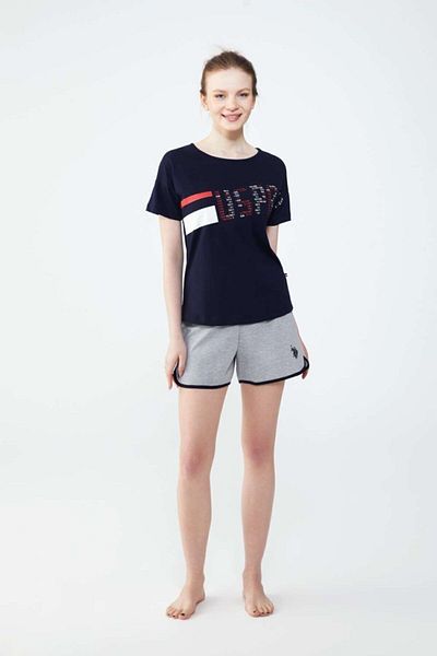 U.S. Polo Assn. Set de pantaloni scurți tricou bleumarin pentru femei