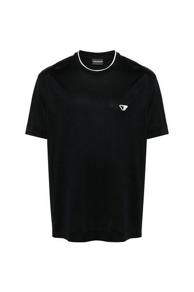 Emporio Armani Tricou pentru bărbați bleumarin - croială obișnuită, bumbac, mânecă scurtă, cu logo-ul mărcii 6D1T99 1JOSZ-0920