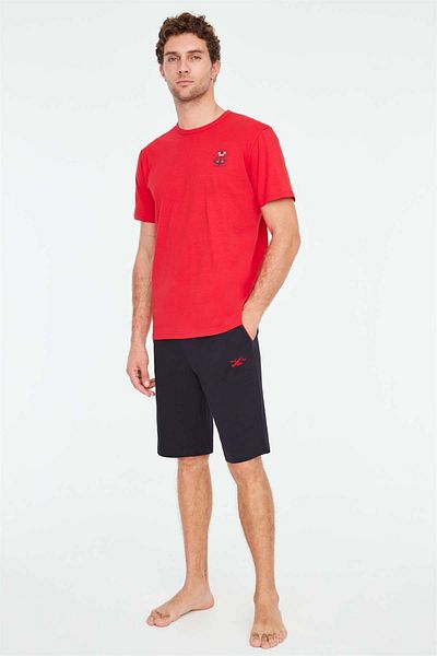 Mod Collection 3830 Men's Red Pajama Set with Shorts