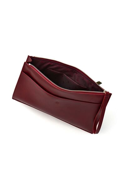 HELMBROOK Beverly Claret Red Leather Women's Portfolio Bag - With Pocket and Zipper RFID Protection