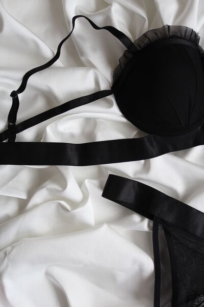 blackstrip Midye Model Saten Şeritli Dolgulu Sütyen Külot Takımı - Bralet Ve ...