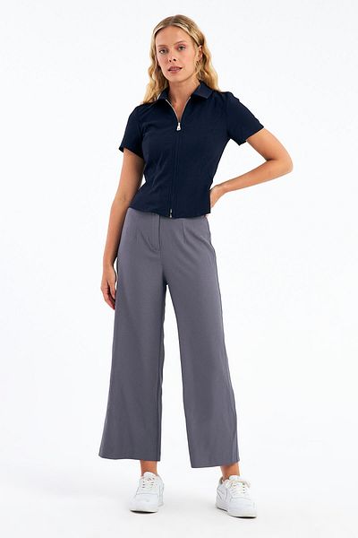 STELLA PULVIS Gray Collar High Waist Culotte Trousers