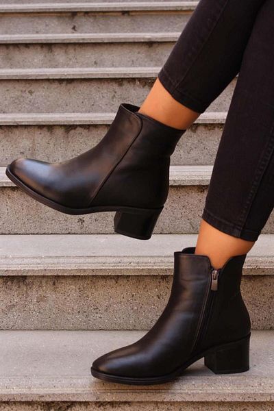 FAST STEP Cizme clasice de damă Furry Black din piele naturală 757kza2655