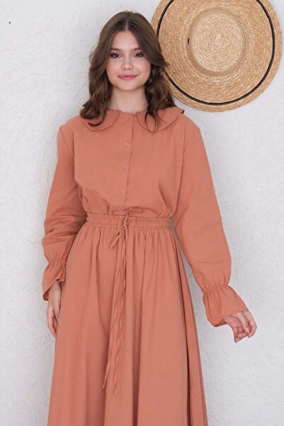 Ceylan Otantik Πουκάμισο με μανίκια από μαλακό πορτοκαλί βιολογικό λινό μαρου...