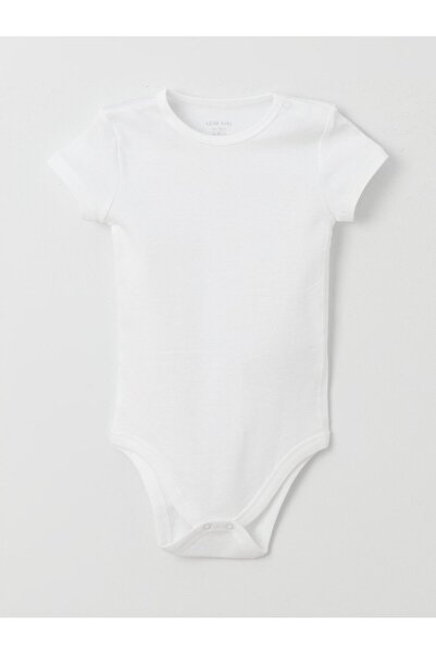 LC Waikiki Ekru Bisiklet Yaka Basic Erkek Bebek Çıtçıtlı Body 2'li