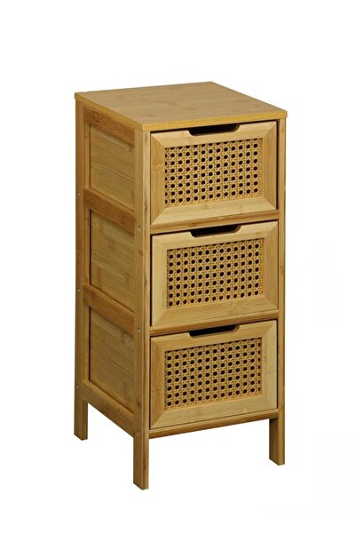 PANALI Panalı Bambu Rattan 3 Çekmeceli Dolap BM03