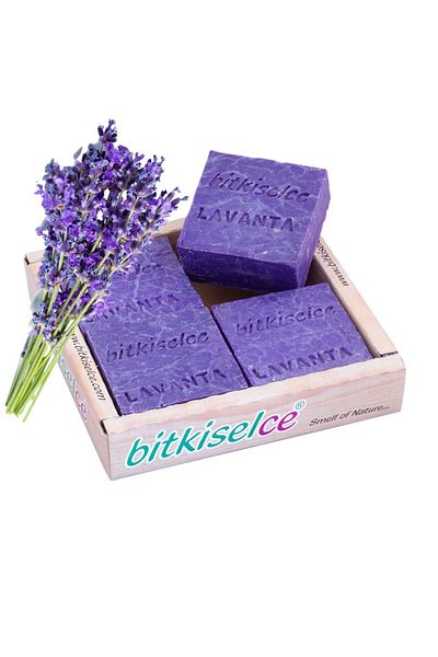 bitkiselce Lavender Oil Natural Soap - Handmade Soap with 100% Natural Ingredients for Sensitive Skin 405gr