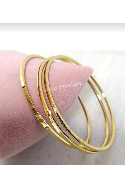 Asya Jewellery 3 Adet Küçük Boy Kibrit Çöpü Model Çelik Ince Ajda Bilezik