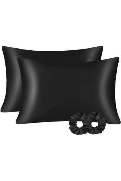 ANT HOME TEKS Față de pernă din satin de mătase 50x70 cm - 2 bucăți și cutie de zestre pentru păr creț