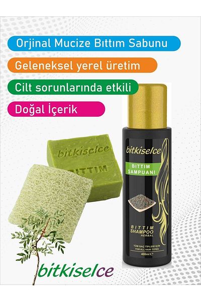 bitkiselce Miracle Bıttım Shampoo & Natural Pumpkin Fiber Bıttım Soap with Peeling Effect