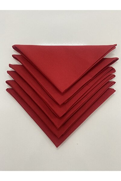 NATURAL HOME Kırmızı Özel Dikişli Kumaş Peçete 6lı