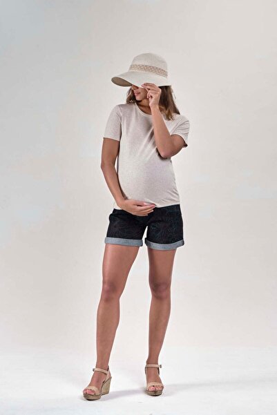 VAVIEN 1095-hamile Likralı Desenli Şort